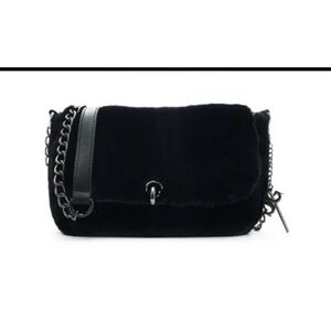Gilda Paris Womens Y2K Faux Fur Plush Crossbody Bag Black Glam Whimsigoth Chic